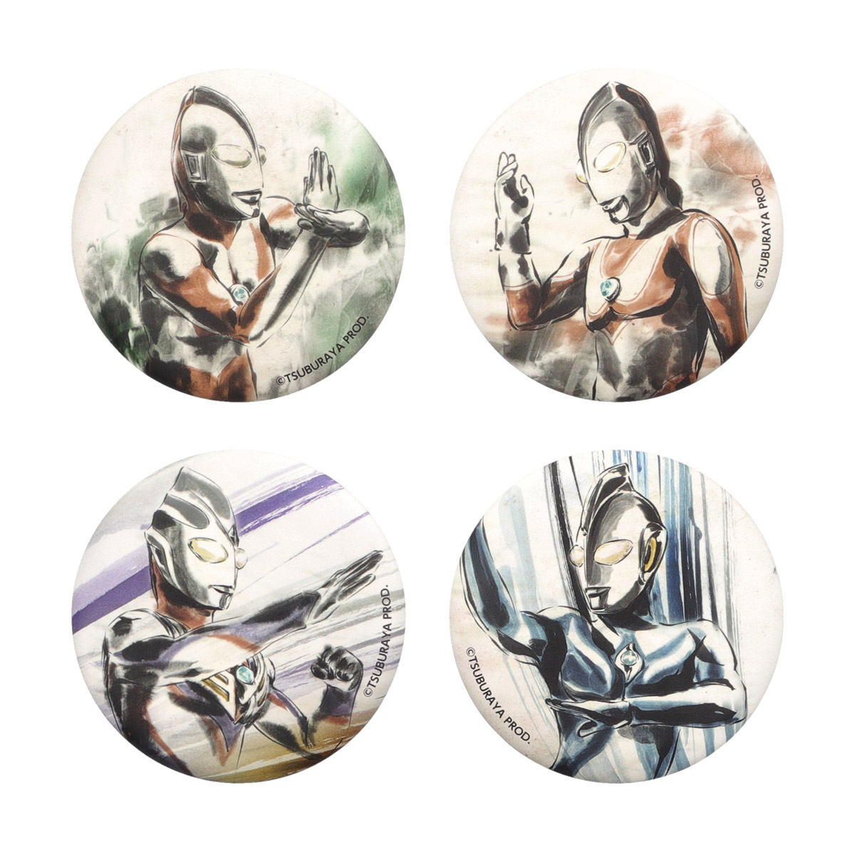 ウルトラマン マット缶バッジコレクション (水墨画風アート) 全12種