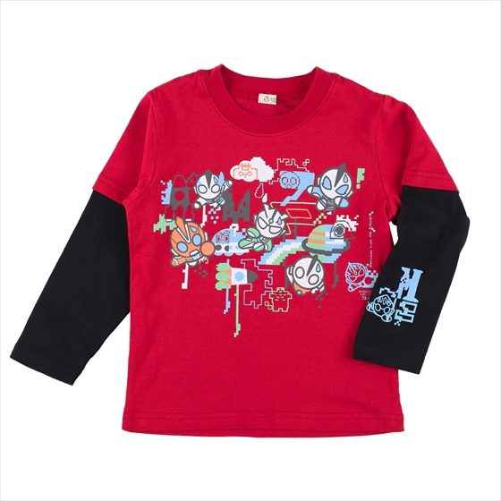 M78ウルトラマン レイヤード 長袖Tシャツ ピクセル レッド 55593